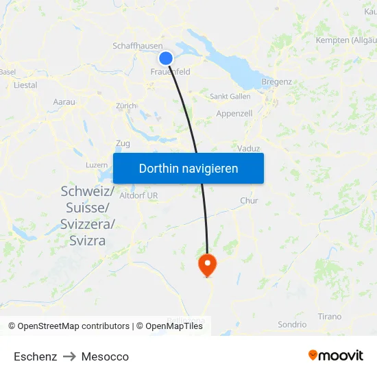 Eschenz to Mesocco map