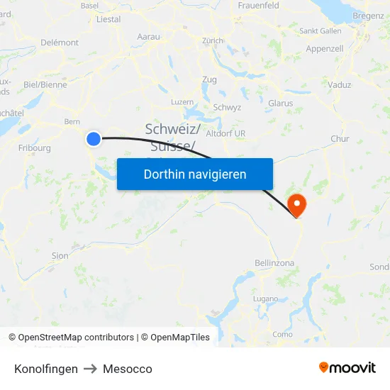 Konolfingen to Mesocco map