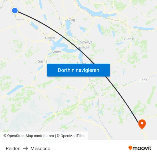Reiden to Mesocco map