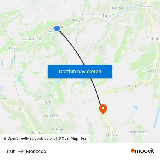 Trun to Mesocco map