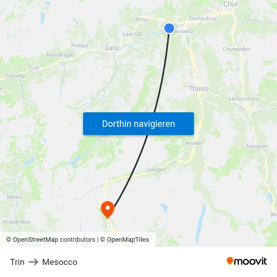 Trin to Mesocco map