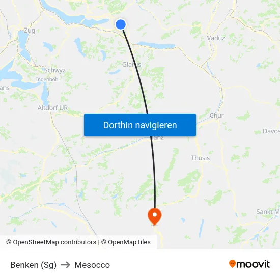 Benken (Sg) to Mesocco map