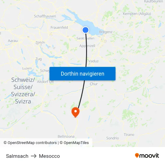 Salmsach to Mesocco map