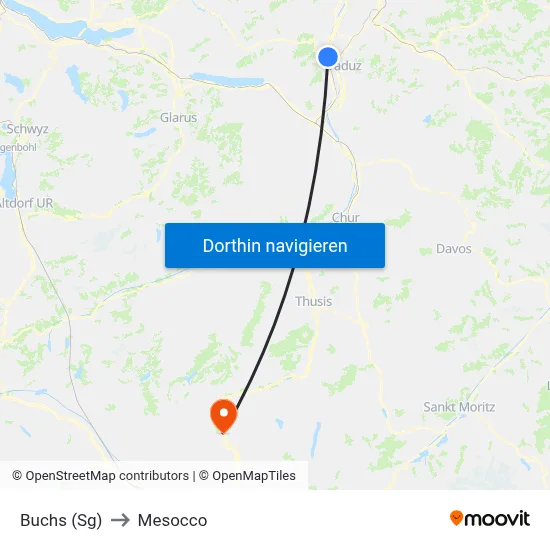 Buchs (Sg) to Mesocco map