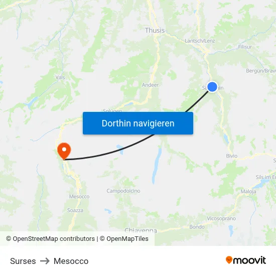 Surses to Mesocco map