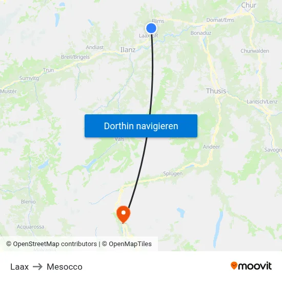 Laax to Mesocco map