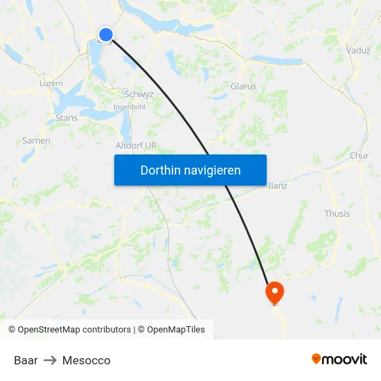 Baar to Mesocco map