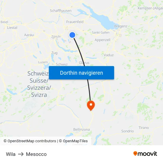 Wila to Mesocco map
