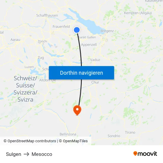 Sulgen to Mesocco map