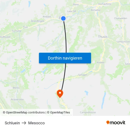 Schluein to Mesocco map