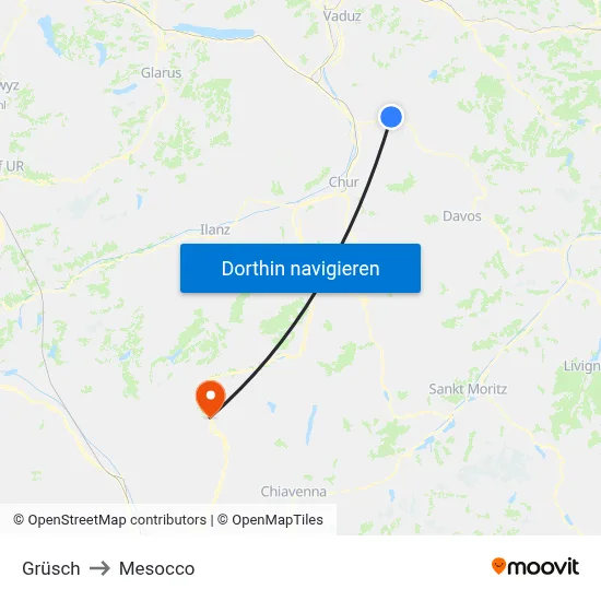 Grüsch to Mesocco map