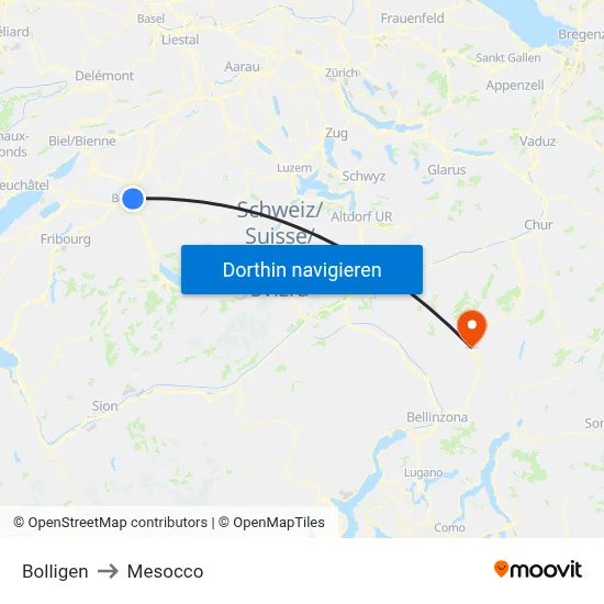 Bolligen to Mesocco map