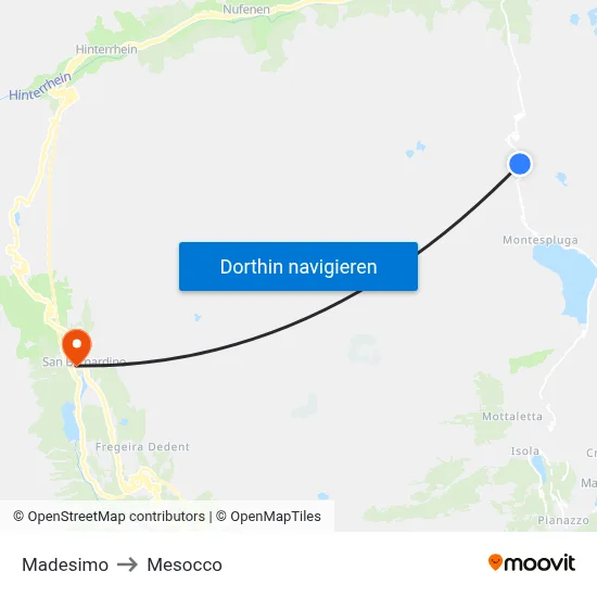 Madesimo to Mesocco map