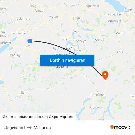 Jegenstorf to Mesocco map