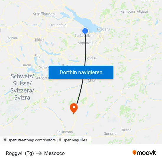 Roggwil (Tg) to Mesocco map