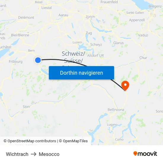 Wichtrach to Mesocco map