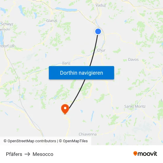 Pfäfers to Mesocco map