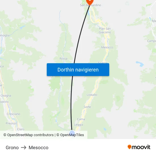 Grono to Mesocco map