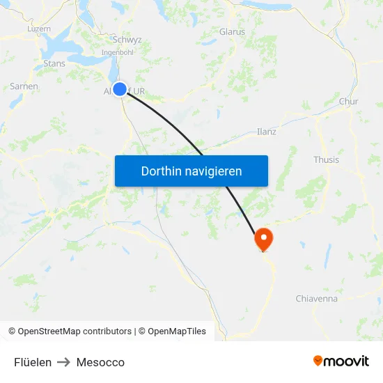 Flüelen to Mesocco map