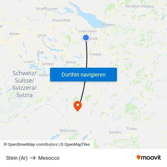 Stein (Ar) to Mesocco map