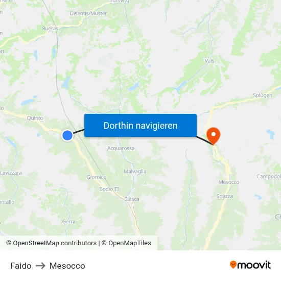 Faido to Mesocco map