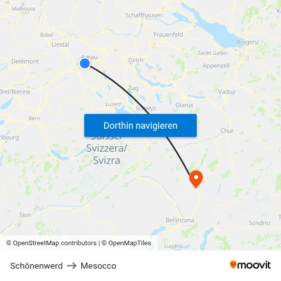 Schönenwerd to Mesocco map