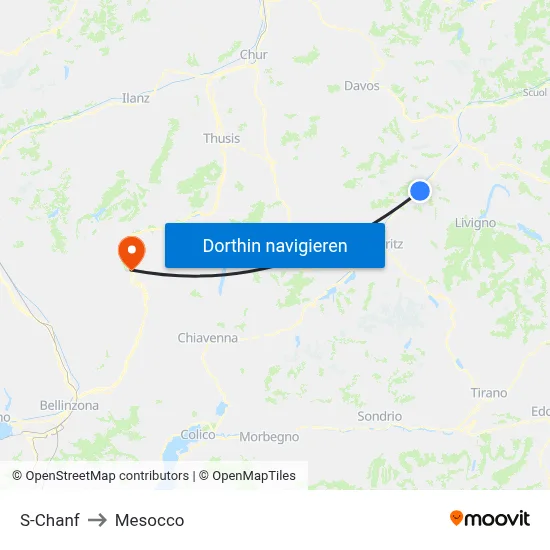 S-Chanf to Mesocco map