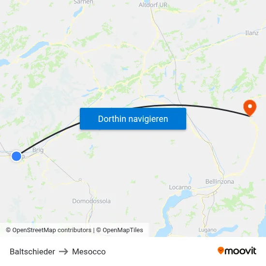 Baltschieder to Mesocco map