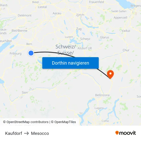 Kaufdorf to Mesocco map