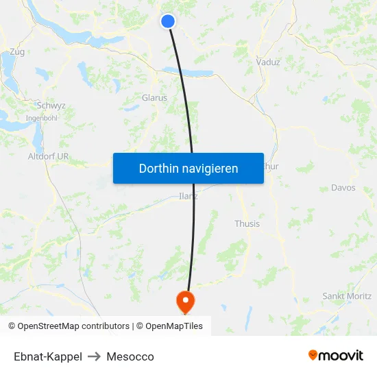 Ebnat-Kappel to Mesocco map