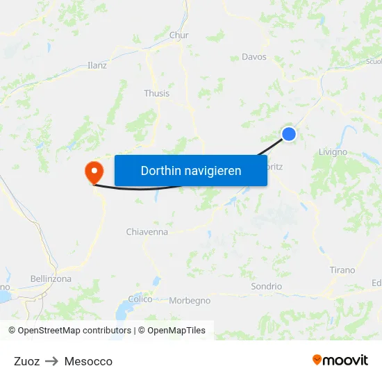 Zuoz to Mesocco map