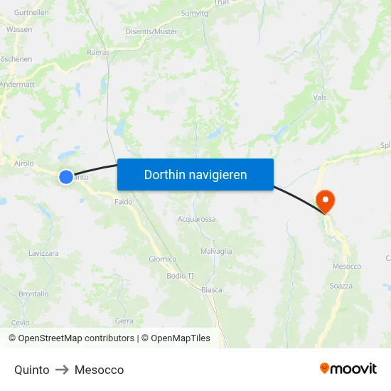 Quinto to Mesocco map