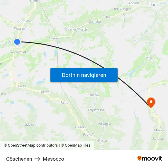 Göschenen to Mesocco map