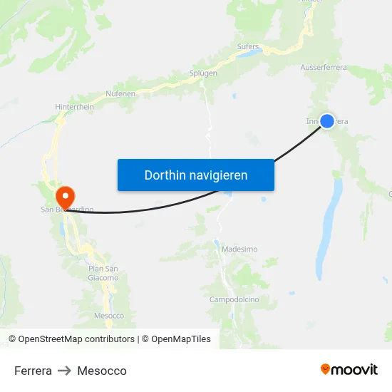 Ferrera to Mesocco map