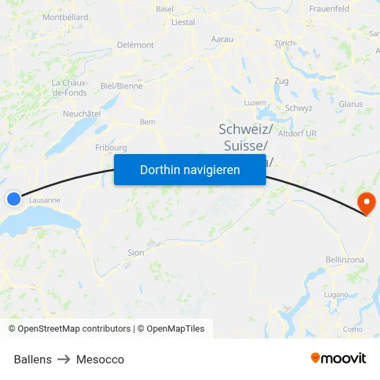 Ballens to Mesocco map