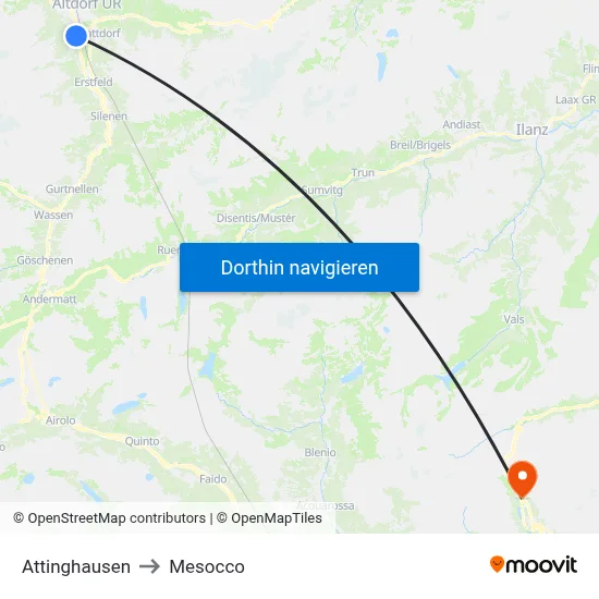 Attinghausen to Mesocco map