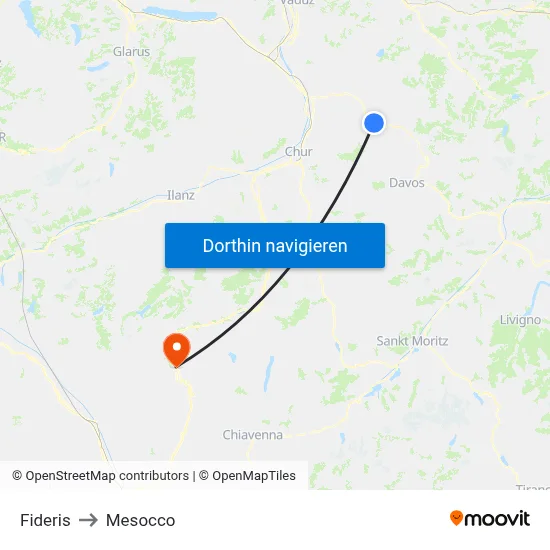 Fideris to Mesocco map