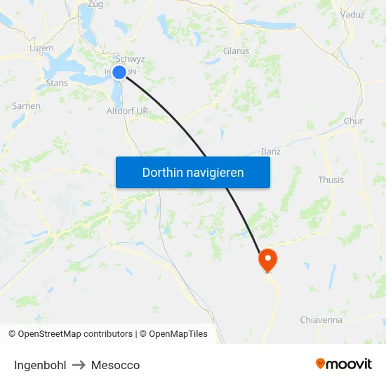 Ingenbohl to Mesocco map