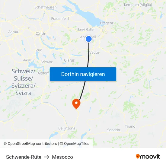 Schwende-Rüte to Mesocco map