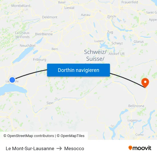 Le Mont-Sur-Lausanne to Mesocco map