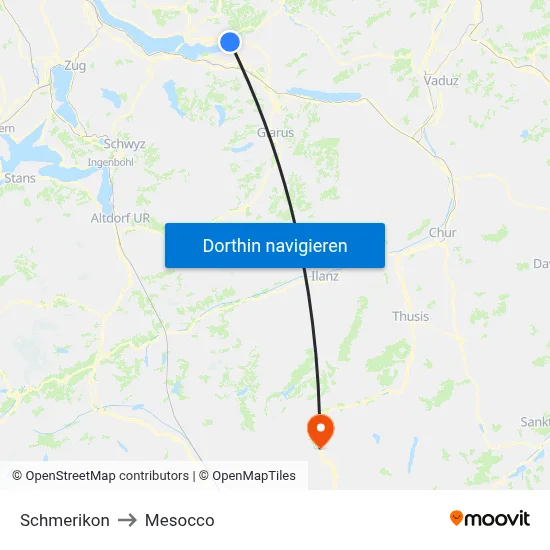 Schmerikon to Mesocco map