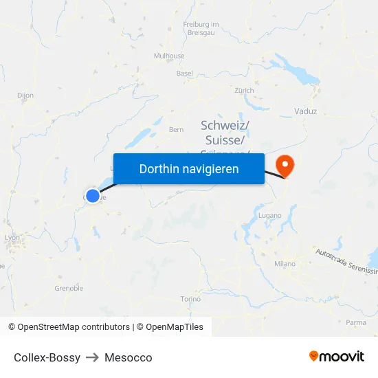 Collex-Bossy to Mesocco map