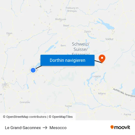 Le Grand-Saconnex to Mesocco map