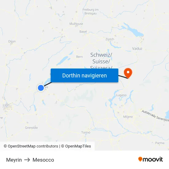 Meyrin to Mesocco map