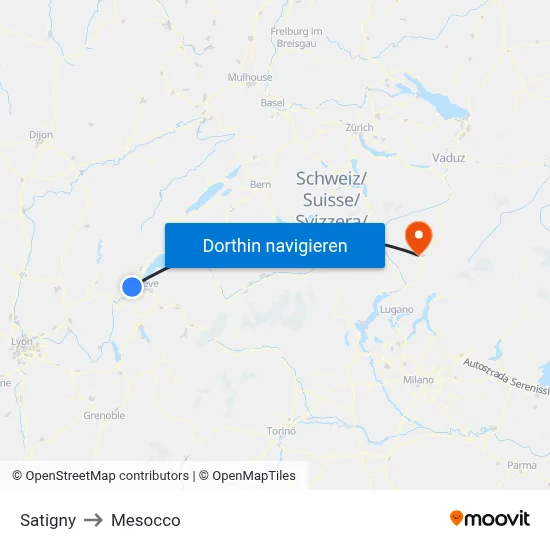Satigny to Mesocco map