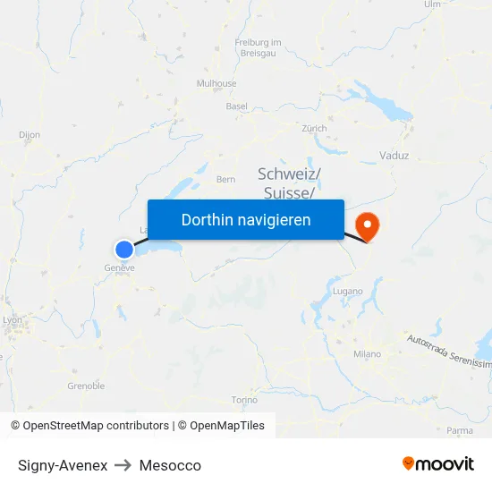 Signy-Avenex to Mesocco map