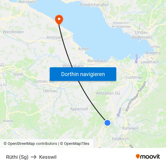 Rüthi (Sg) to Kesswil map