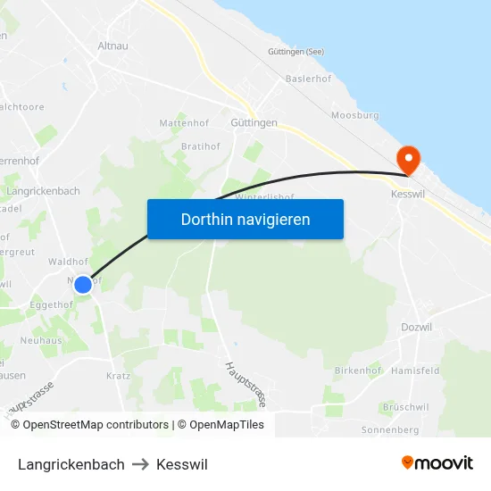 Langrickenbach to Kesswil map