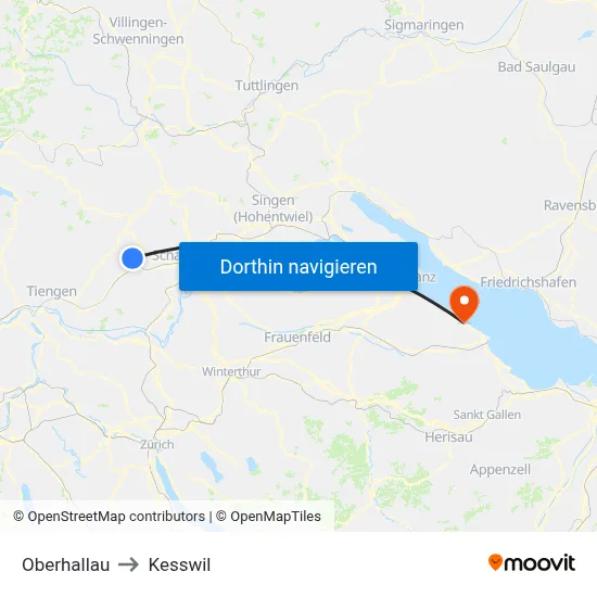 Oberhallau to Kesswil map
