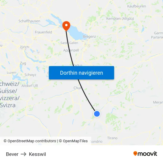 Bever to Kesswil map